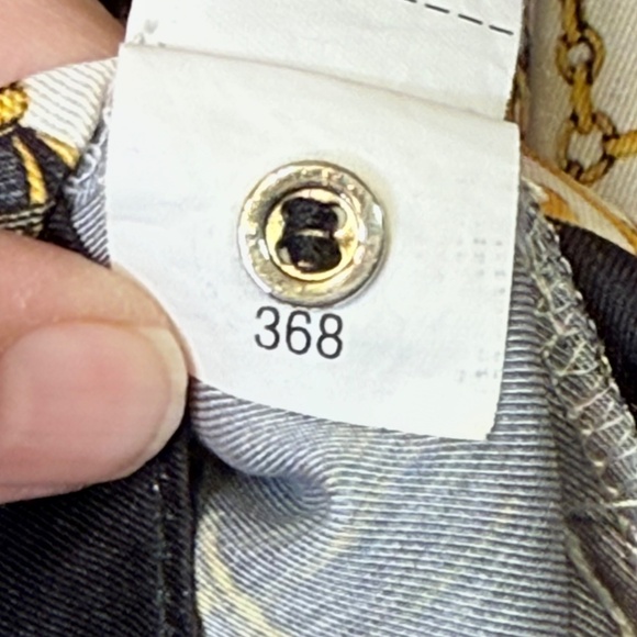 ZARA | Monogram Baroque Chain Pattern Button Front Collared Long Sleeve Blouse - Picture 13 of 16